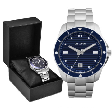 BESSERON Quality Stainless Steel oem odm custom logo japan quartz waterproof Screw back cover watches men wrist luxury brand